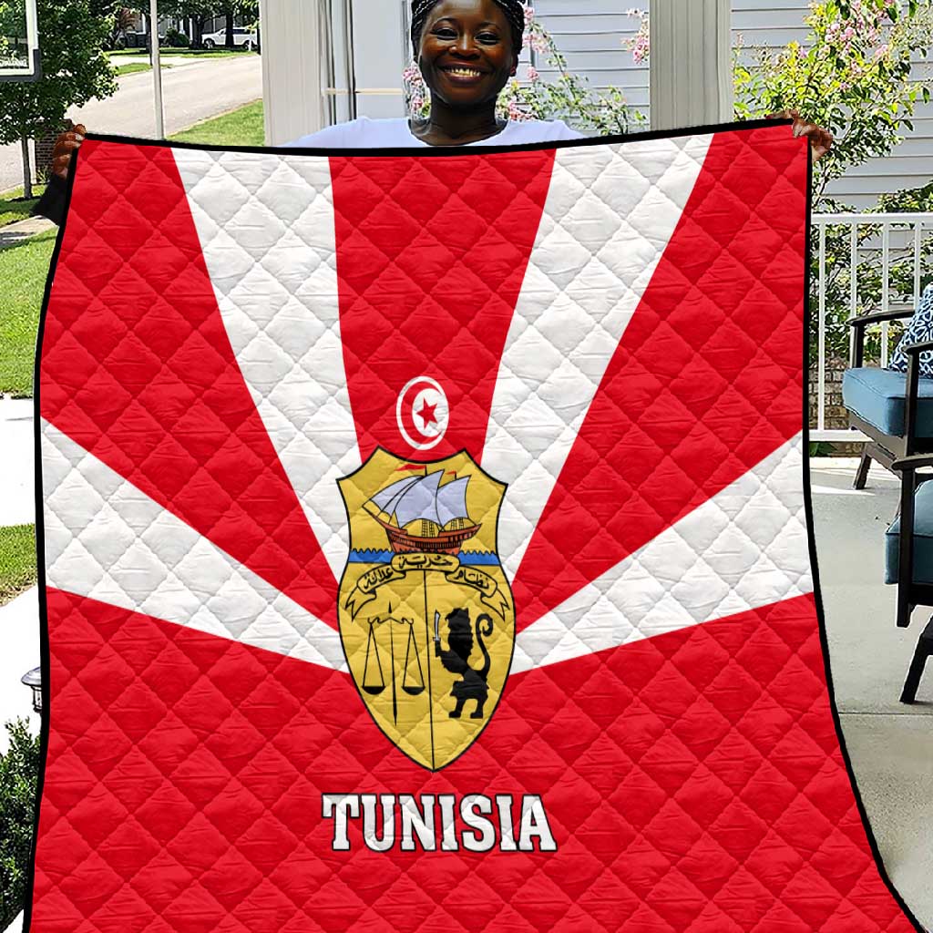 Tunisia Independence Day Quilt with Coat of Arms and Flag Style