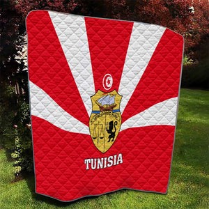 Tunisia Independence Day Quilt with Coat of Arms and Flag Style