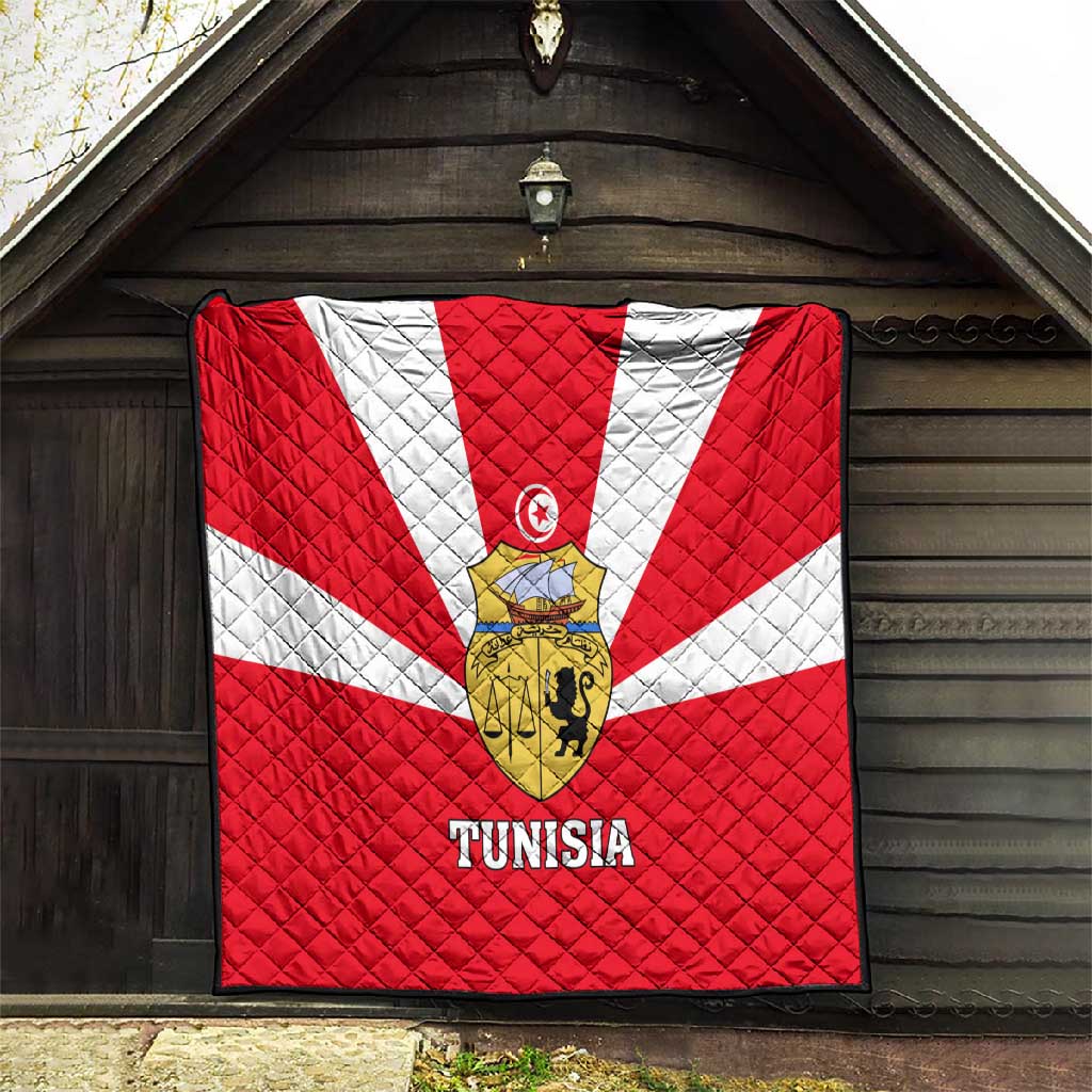 Tunisia Independence Day Quilt with Coat of Arms and Flag Style