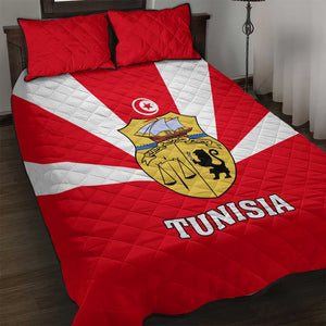 Tunisia Independence Day Quilt Bed Set with Coat of Arms and Flag Style