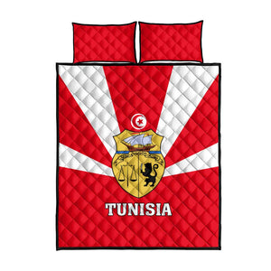 Tunisia Independence Day Quilt Bed Set with Coat of Arms and Flag Style