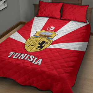 Tunisia Independence Day Quilt Bed Set with Coat of Arms and Flag Style