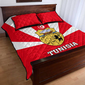 Tunisia Independence Day Quilt Bed Set with Coat of Arms and Flag Style