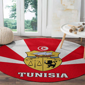 Tunisia Independence Day Round Carpet with Coat of Arms and Flag Style