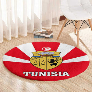 Tunisia Independence Day Round Carpet with Coat of Arms and Flag Style