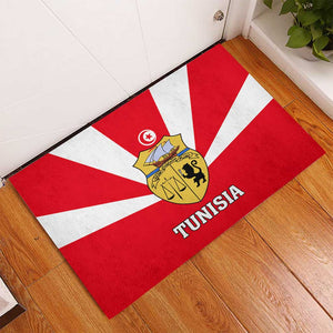 Tunisia Independence Day Rubber Doormat with Coat of Arms and Flag Style