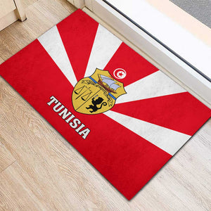 Tunisia Independence Day Rubber Doormat with Coat of Arms and Flag Style