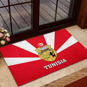 Tunisia Independence Day Rubber Doormat with Coat of Arms and Flag Style