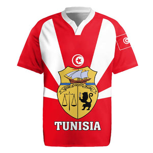 Tunisia Independence Day Rugby Jersey with Coat of Arms and Flag Style