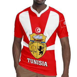 Tunisia Independence Day Rugby Jersey with Coat of Arms and Flag Style