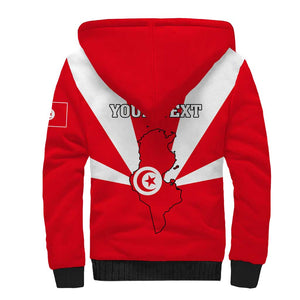 Tunisia Independence Day Sherpa Hoodie with Coat of Arms and Flag Style