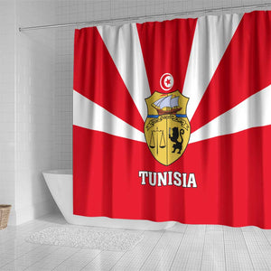 Tunisia Independence Day Shower Curtain with Coat of Arms and Flag Style