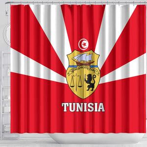 Tunisia Independence Day Shower Curtain with Coat of Arms and Flag Style