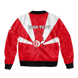 Tunisia Independence Day Sleeve Zip Bomber Jacket with Coat of Arms and Flag Style