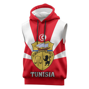 Tunisia Independence Day Sleeveless Hoodie with Coat of Arms and Flag Style - African Pride