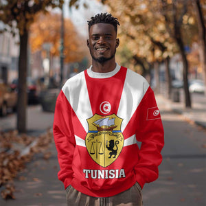 Tunisia Independence Day Sweatshirt with Coat of Arms and Flag Style