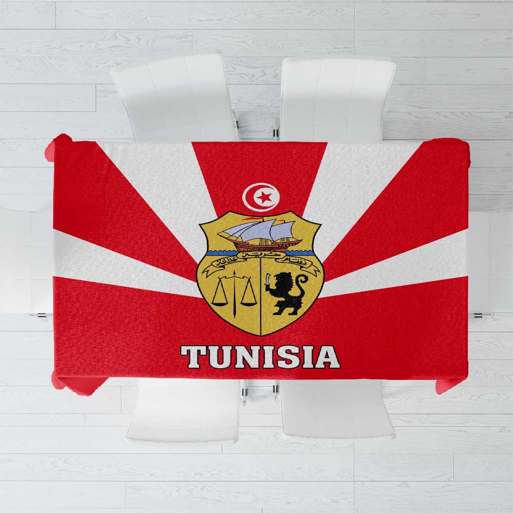 Tunisia Independence Day Tablecloth with Coat of Arms and Flag Style