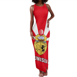 Tunisia Independence Day Tank Maxi Dress with Coat of Arms and Flag Style