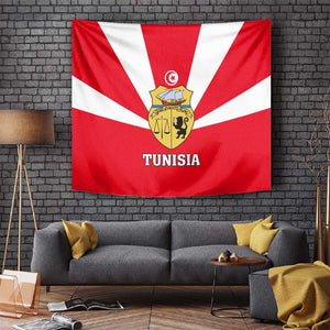 Tunisia Independence Day Tapestry with Coat of Arms and Flag Style