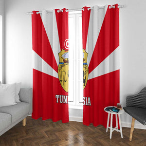 Tunisia Independence Day Window Curtain with Coat of Arms and Flag Style