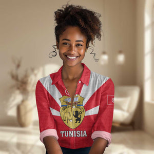 Tunisia Independence Day Women Casual Shirt with Coat of Arms and Flag Style