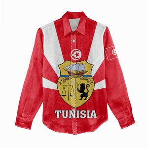 Tunisia Independence Day Women Casual Shirt with Coat of Arms and Flag Style