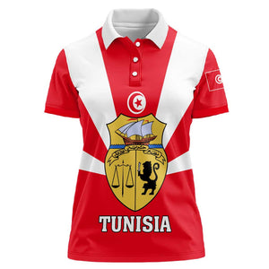 Tunisia Independence Day Women Polo Shirt with Coat of Arms and Flag Style