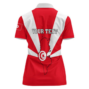 Tunisia Independence Day Women Polo Shirt with Coat of Arms and Flag Style