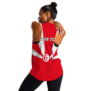 Tunisia Independence Day Women Racerback Tank with Coat of Arms and Flag Style