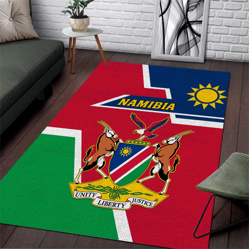 Namibia Independence Day Area Rug with Coat of Arms in Unique Style