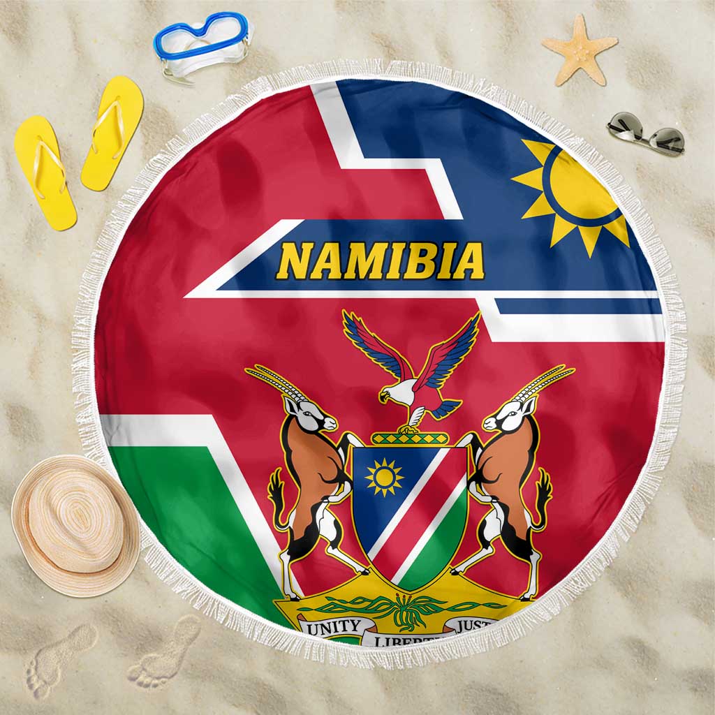 Namibia Independence Day Beach Blanket with Coat of Arms in Unique Style