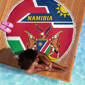 Namibia Independence Day Beach Blanket with Coat of Arms in Unique Style