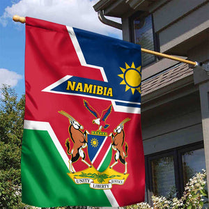 Namibia Independence Day Garden Flag with Coat of Arms in Unique Style