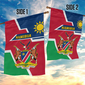 Namibia Independence Day Garden Flag with Coat of Arms in Unique Style