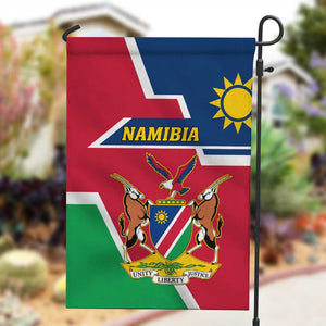 Namibia Independence Day Garden Flag with Coat of Arms in Unique Style