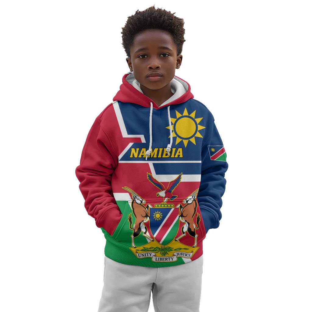 Namibia Independence Day Kid Hoodie with Coat of Arms in Unique Style