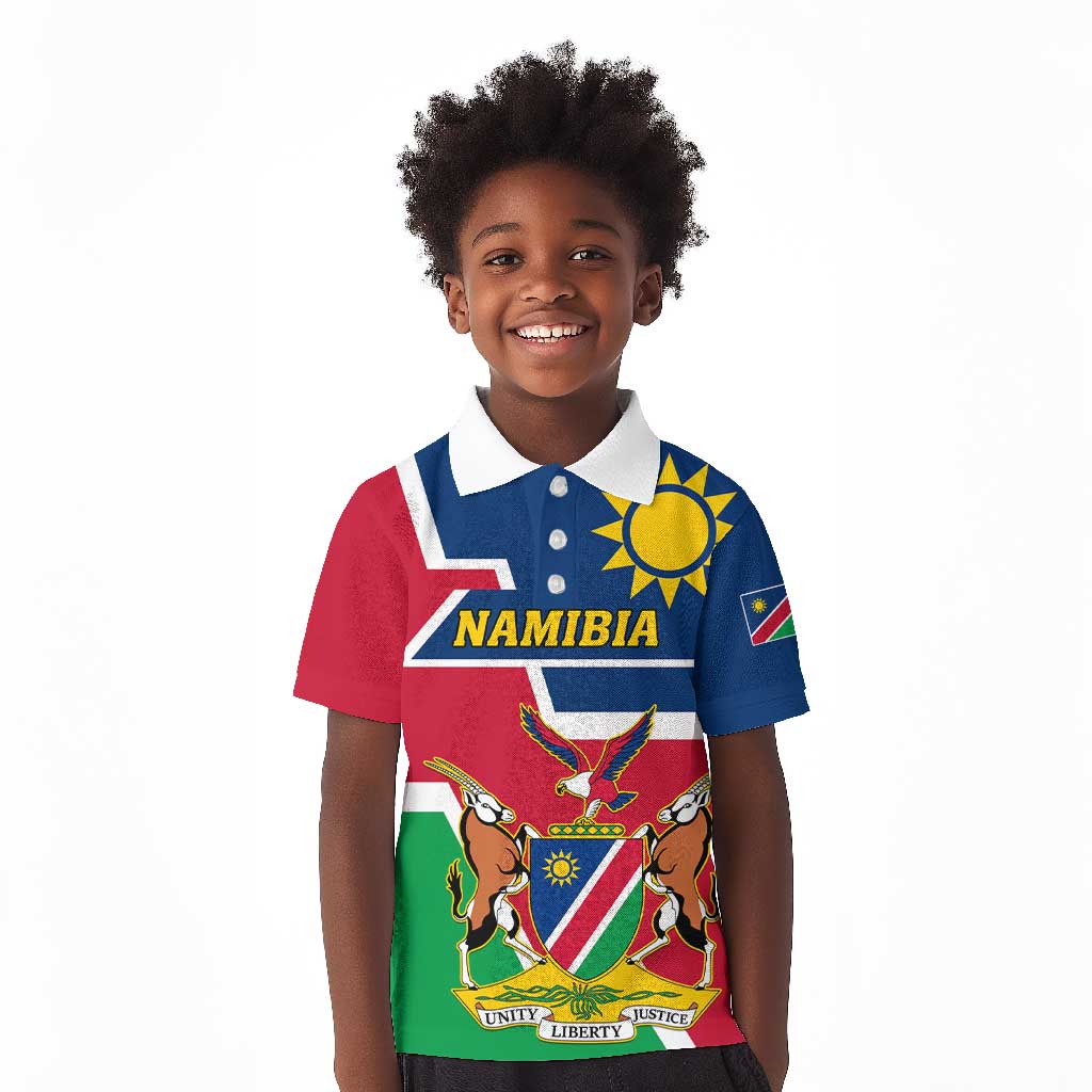 Namibia Independence Day Kid Polo Shirt with Coat of Arms in Unique Style