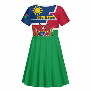 Namibia Independence Day Kid Short Sleeve Dress with Coat of Arms in Unique Style
