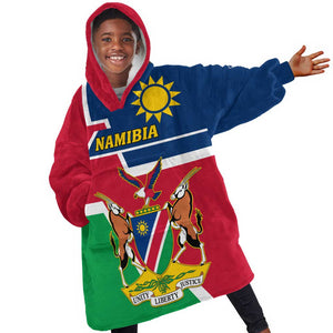 Namibia Independence Day KId Wearable Blanket Hoodie with Coat of Arms in Unique Style