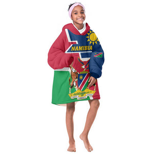 Namibia Independence Day KId Wearable Blanket Hoodie with Coat of Arms in Unique Style