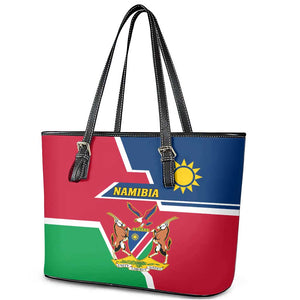 Namibia Independence Day Leather Tote Bag with Coat of Arms in Unique Style