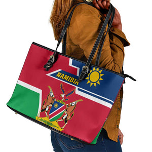 Namibia Independence Day Leather Tote Bag with Coat of Arms in Unique Style