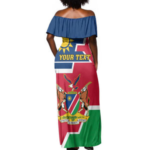 Namibia Independence Day Off Shoulder Maxi Dress with Coat of Arms in Unique Style