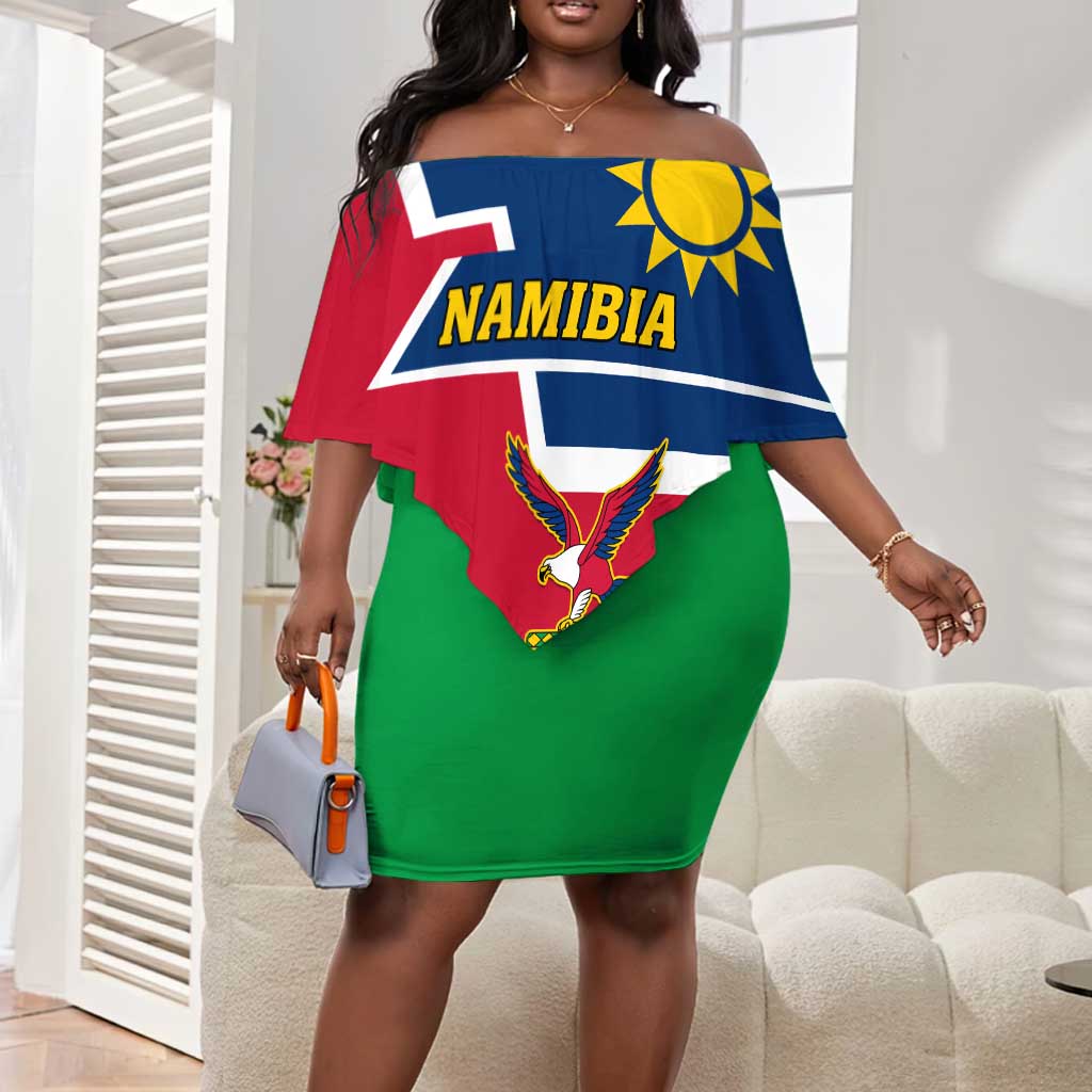 Namibia Independence Day Off Shoulder Short Dress with Coat of Arms in Unique Style LT01