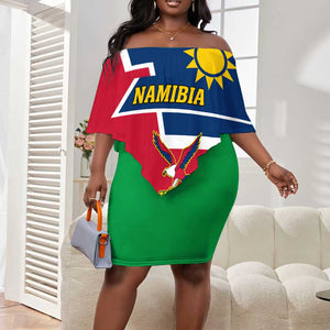 Namibia Independence Day Off Shoulder Short Dress with Coat of Arms in Unique Style LT01