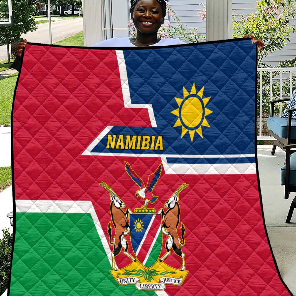 Namibia Independence Day Quilt with Coat of Arms in Unique Style