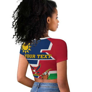 Namibia Independence Day Raglan Cropped T shirt with Coat of Arms in Unique Style