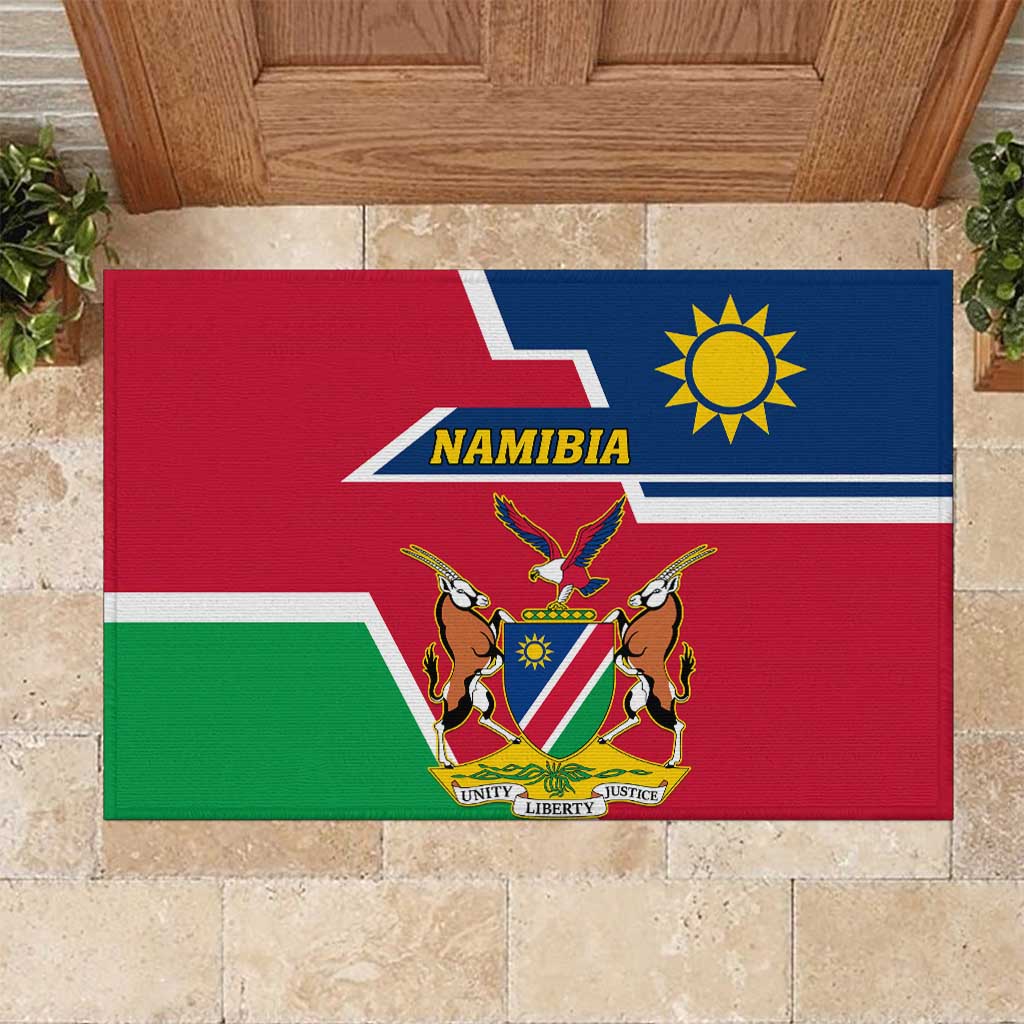 Namibia Independence Day Rubber Doormat with Coat of Arms in Unique Style