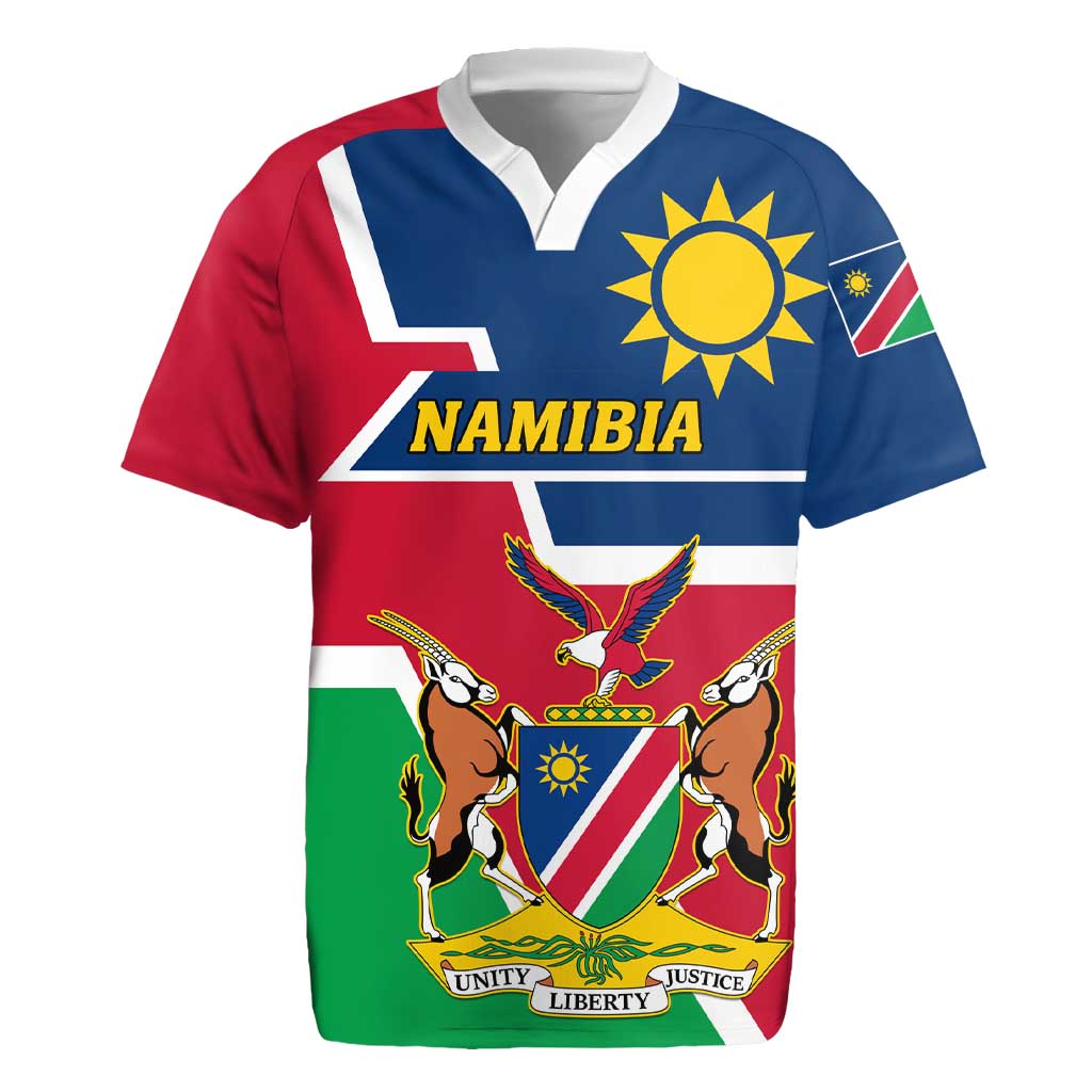 Namibia Independence Day Rugby Jersey with Coat of Arms in Unique Style