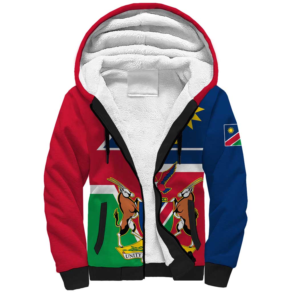 Namibia Independence Day Sherpa Hoodie with Coat of Arms in Unique Style